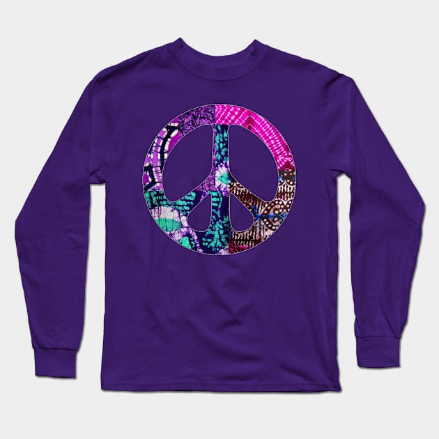 Purple Passion Peace Sign Long Sleeve T-Shirt by artbyomega